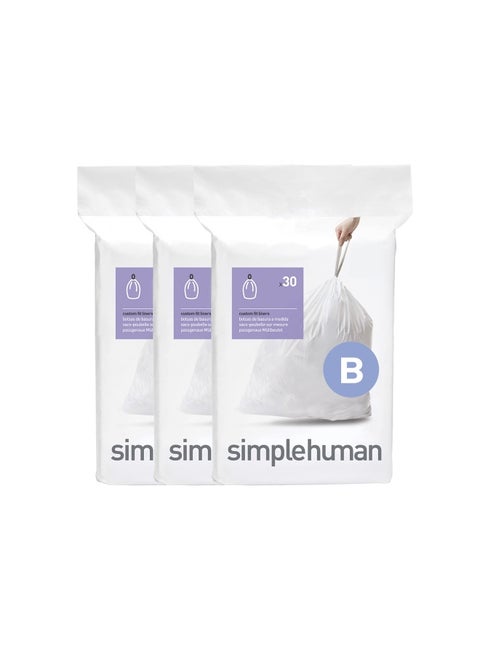 Code B Custom Fit Drawstring Trash Bags In Dispenser Packs 90 Count 6 Liter  1.6 Gallon White