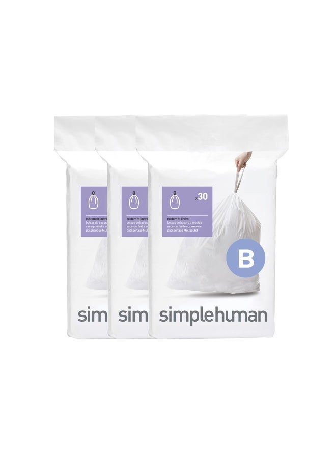 simplehuman - Code B Custom Fit Drawstring Trash Bags In Dispenser Packs 90 Count 6 Liter  1.6 Gallon White - Image 1
