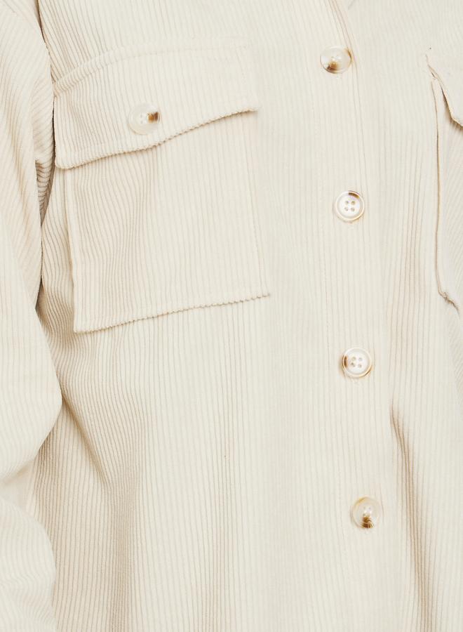 ستايلي قميص كوردروي واسع بجيوب بغطاء - Image 4