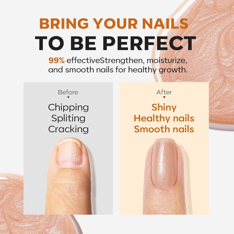 modelones Nail Strengthener and Growth Glitter Dark Brown Nail Polish Nail Repair for Damaged Nails Hardener Extra Strong and Growth Nail Care Gifts for Women Nail Ridge Filler 15ml - Image 3
