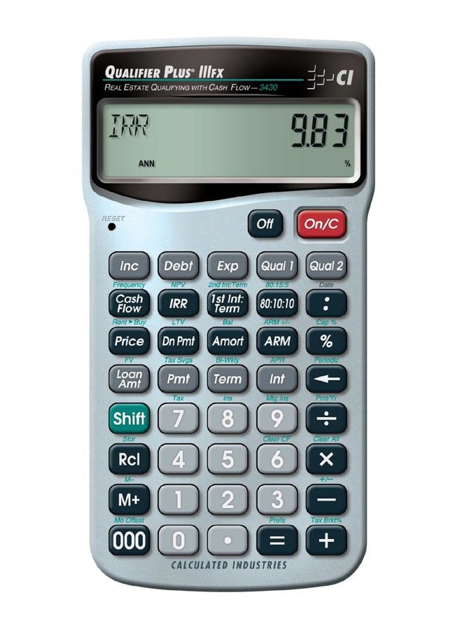 Calculated Industries 3430 Qualifier Plus IIIfx Advanced Real Estate Mortgage Finance Calculator | Clearly-Labeled Keys | Buyer Pre-Qualifying | Payments, Amortizations, ARMs, Combos, FHA/VA, More - Image 1