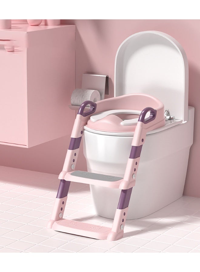 إيهوم مقعد تدريب على استخدام المرحاض، مقعد تدريب على استخدام المرحاض 2 في 1 مطور للأطفال الصغار، مقعد مرحاض للأطفال الصغار للبنين والبنات مع قضيب دعم، وسادة مانعة للانزلاق ومقعد صغير (وردي) - Image 3