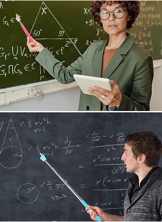 3 Pcs Telescopic Teachers Hand Pointer, Extendable Finger Pointer Stick, Mini Retractable Classroom Pointer, Teaching Pointer Presenter Whiteboard Pointer, Classroom Supplies (Black, Pink, Blue)