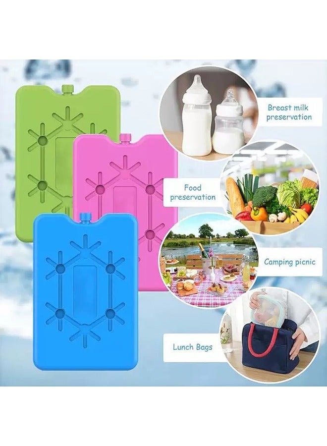 3 Pieces Ice Packs for Lunch Box, Reusable Ultra Thin Freezer Packs, Long Lasting for Coolers, Cooler Bag for Work, Picnic.  Keep Food Fresh, Lightweight Design for Easy Carrying Green/Blue/Rose Red - Image 2