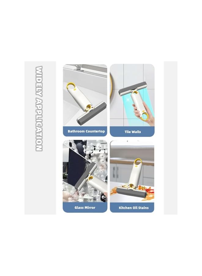 promass Portable Mini Self-Squeeze Mop for Bathroom Kitchen Household, Desktop Glass Cleaning Mop, Bathroom Crevice Absorbent Mop, Mini Sponge Mop for Small Spaces, 1 Handle + 3 Sponge Heads - Image 2