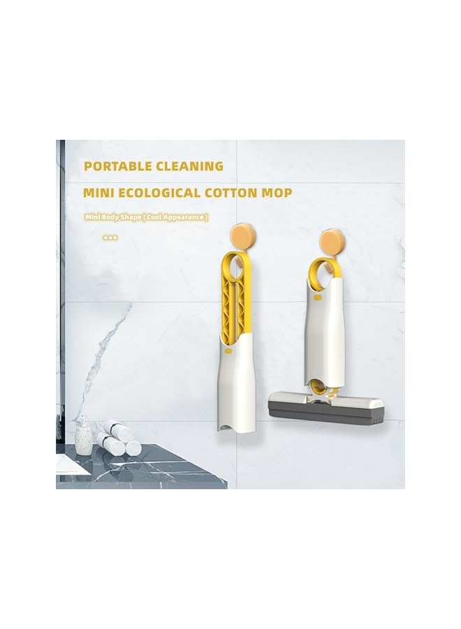 promass Portable Mini Self-Squeeze Mop for Bathroom Kitchen Household, Desktop Glass Cleaning Mop, Bathroom Crevice Absorbent Mop, Mini Sponge Mop for Small Spaces, 1 Handle + 3 Sponge Heads - Image 4