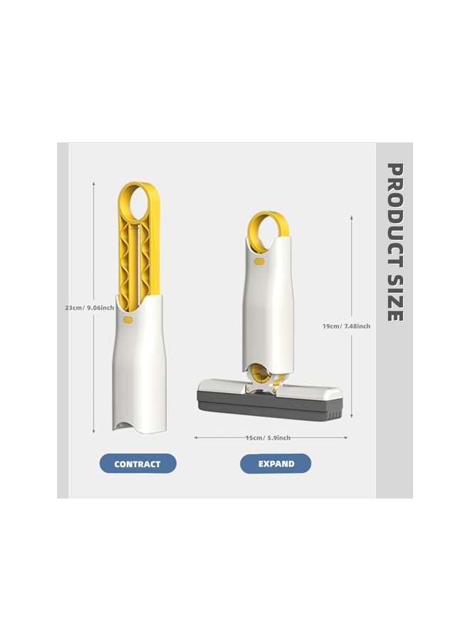 promass Portable Mini Self-Squeeze Mop for Bathroom Kitchen Household, Desktop Glass Cleaning Mop, Bathroom Crevice Absorbent Mop, Mini Sponge Mop for Small Spaces, 1 Handle + 3 Sponge Heads - Image 3