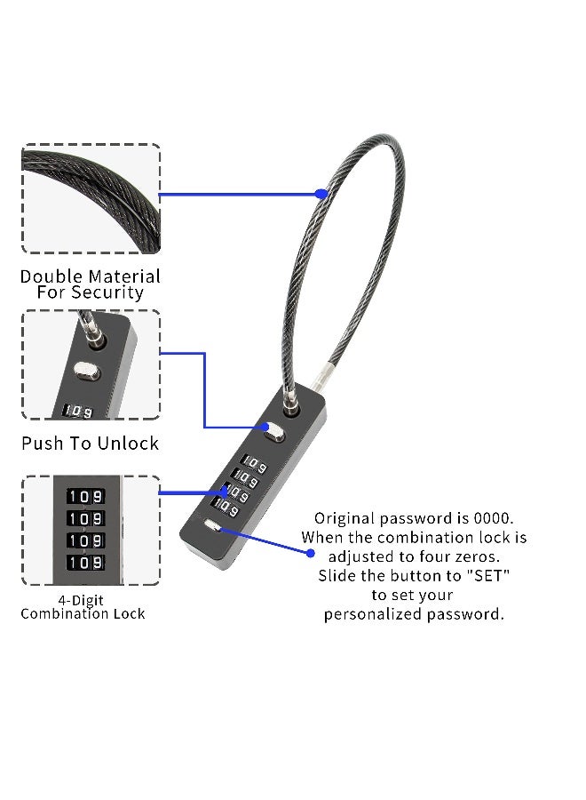 Generic Combination Lock Cable Security Steel Cable Luggage Lock, Bike Lock Weatherproof with Resettable Code, Braided Steel Coated Anti-Theft, Waterproof Cycling Cable Locks, Black (1.96 Feet 5 mm) - Image 2