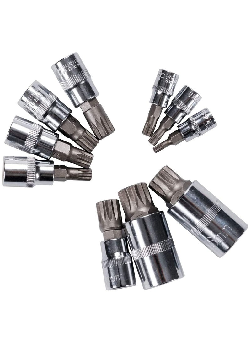 KASTWAVE Spline Socket Bit Set 10pcs Square Triple Silver M4 - M18 - Image 5