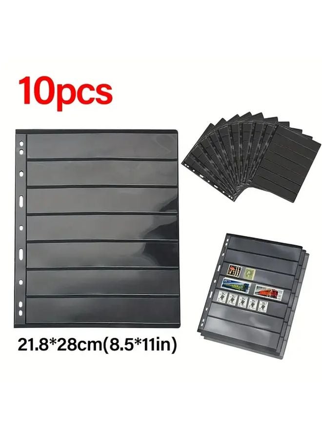 20 Pcs Black PVA Stamp Collecting Pages 7 Line Divided Sheets 216x280mm - Image 4