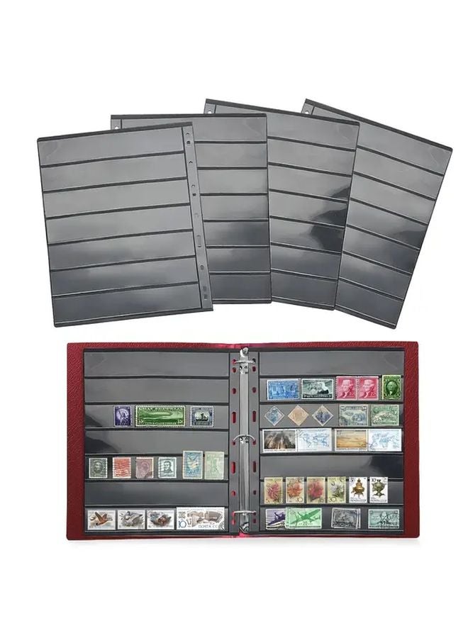 20 Pcs Black PVA Stamp Collecting Pages 7 Line Divided Sheets 216x280mm - Image 2