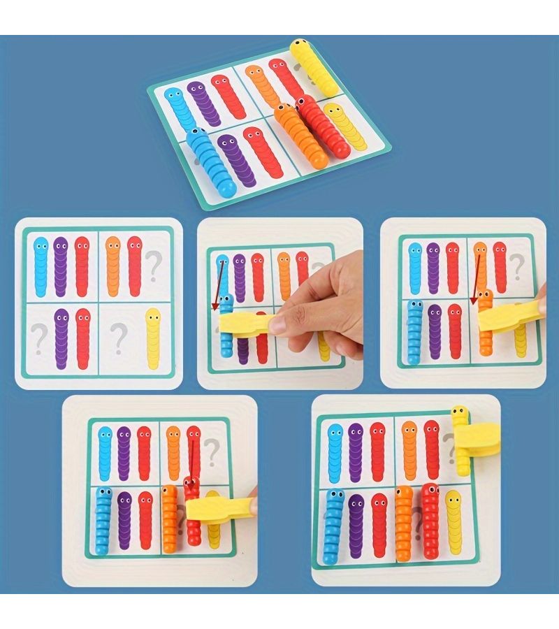 Childrens Color Classification Grabber Caterpillar Catching Clip Toy Fine Motor Skills Training Sturdy Wooden Learning Game Indoor Outdoor Play Classroom - Image 5