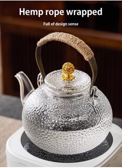 LOOPITYS 900 ml glass teapot, glass teapot with strainer insert, anti-scald handle and teapot with glass lid, hammered jet pot, teapots for loose tea, for stove, electric hob  - Image 2