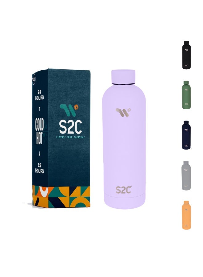 S2C Water Bottle Stainless Steel 750Ml - Double Wall Insulated Water Bottles For Hot Water Gym Bottle Stainless Steel Water Bottle For Kids School Flask Bottle Hot Water Bottle (Purple, 750Ml) - Image 1