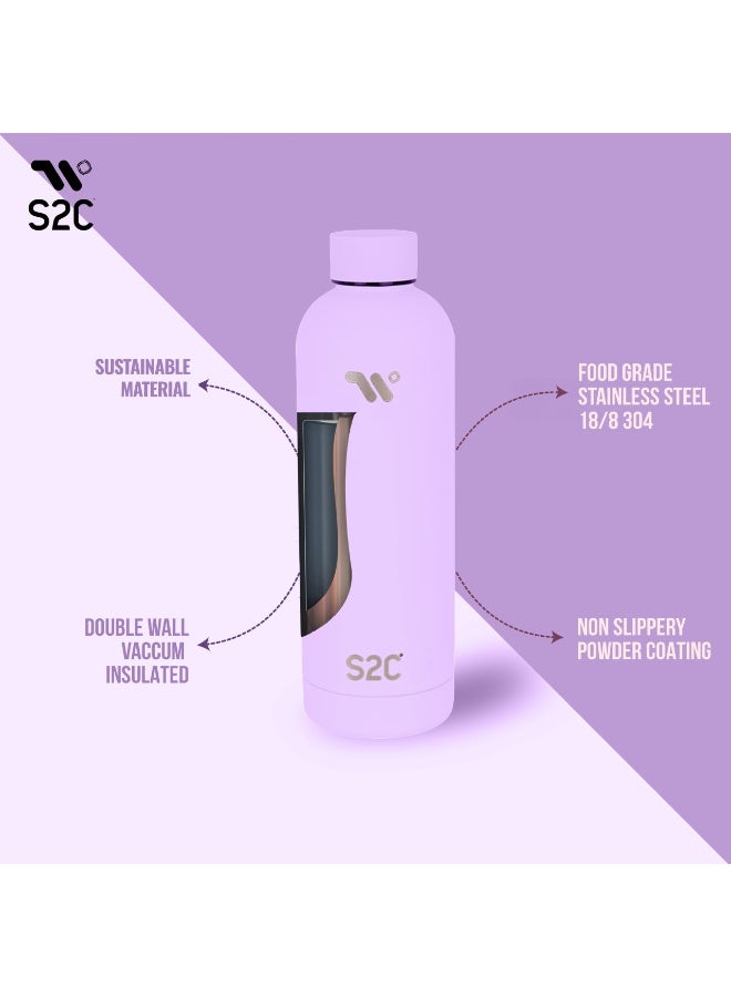 S2C Water Bottle Stainless Steel 750Ml - Double Wall Insulated Water Bottles For Hot Water Gym Bottle Stainless Steel Water Bottle For Kids School Flask Bottle Hot Water Bottle (Purple, 750Ml) - Image 2