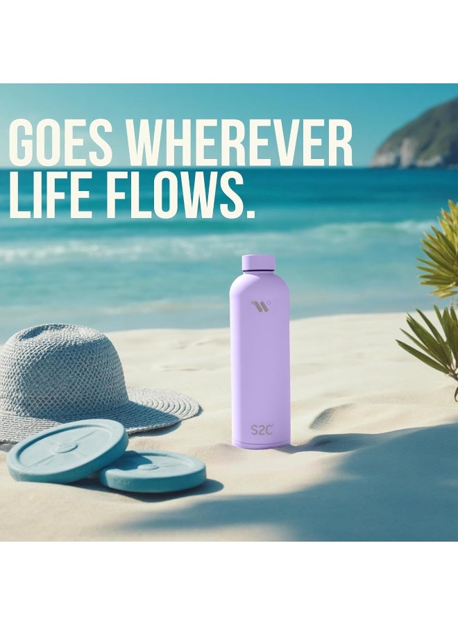 S2C Water Bottle Stainless Steel 750Ml - Double Wall Insulated Water Bottles For Hot Water Gym Bottle Stainless Steel Water Bottle For Kids School Flask Bottle Hot Water Bottle (Purple, 750Ml) - Image 5