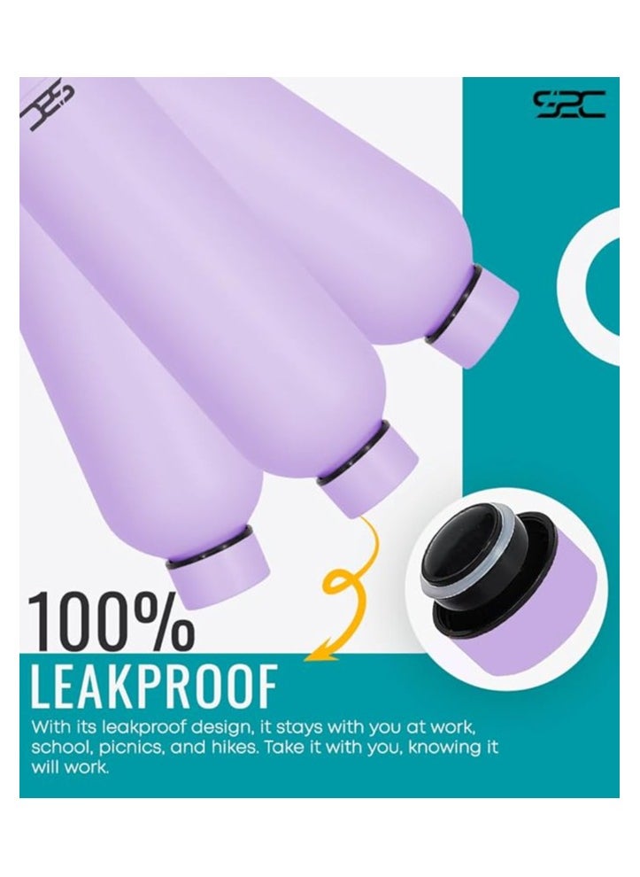 S2C - Water Bottle Stainless Steel 750Ml - Double Wall Insulated Water Bottles For Hot Water Gym Bottle Stainless Steel Water Bottle For Kids School Flask Bottle Hot Water Bottle (Purple, 750Ml) - Image 1