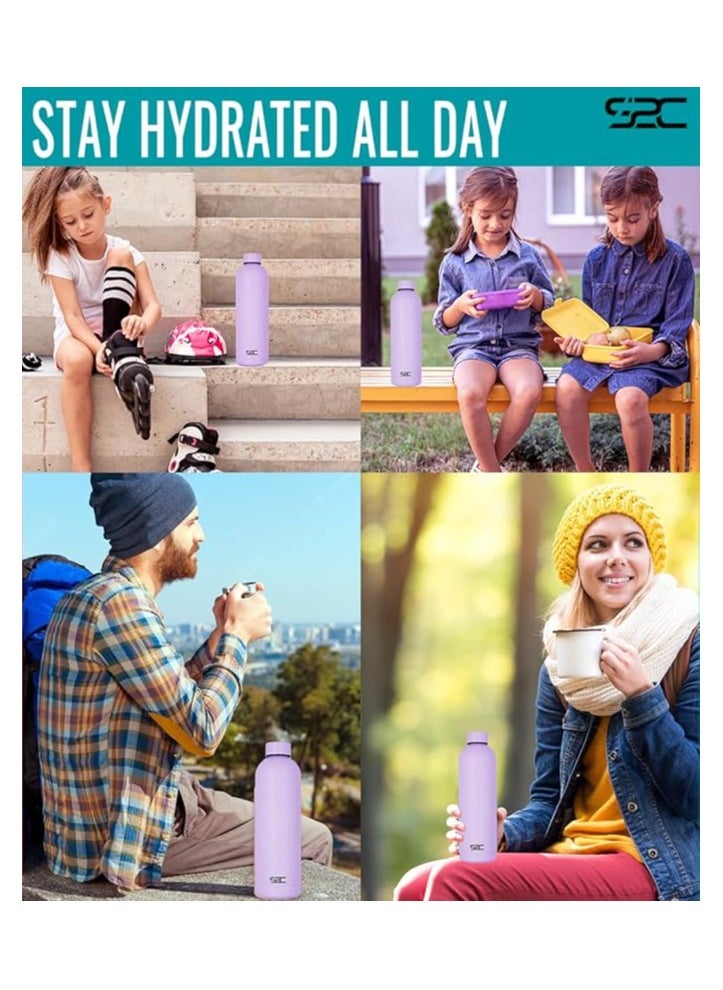 S2C - Water Bottle Stainless Steel 750Ml - Double Wall Insulated Water Bottles For Hot Water Gym Bottle Stainless Steel Water Bottle For Kids School Flask Bottle Hot Water Bottle (Purple, 750Ml) - Image 1