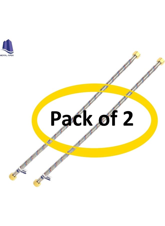 Royal Apex Royal Apex 2 Pcs Stainless Steel Flexible Hose Pipe | Ss Mesh Braided With 1/2 To 1/2 Inch Brass Female Threaded Nut | Water Heater Hose 120,90,60,45,30Cm (60Cm (1/2" To 1/2"))  - Image 2
