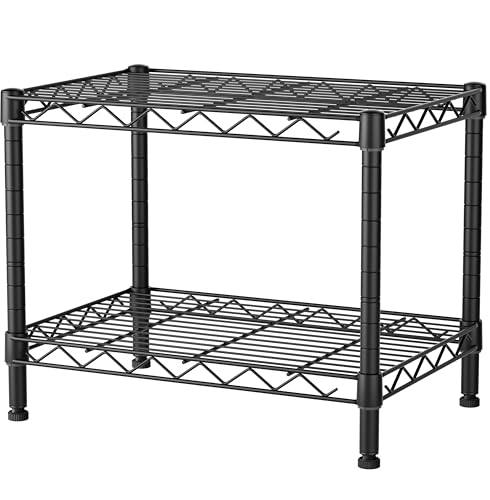 SINGAYE 2 Small Wire Shelves Kitchen Pantry Close Home Organizers and Storage Bathroom Shelf Laundry Room Organization Adjustable Book Metal Garage Shelving Unit - Image 1