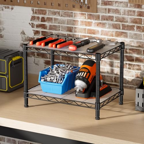 SINGAYE 2 Small Wire Shelves Kitchen Pantry Close Home Organizers and Storage Bathroom Shelf Laundry Room Organization Adjustable Book Metal Garage Shelving Unit - Image 3