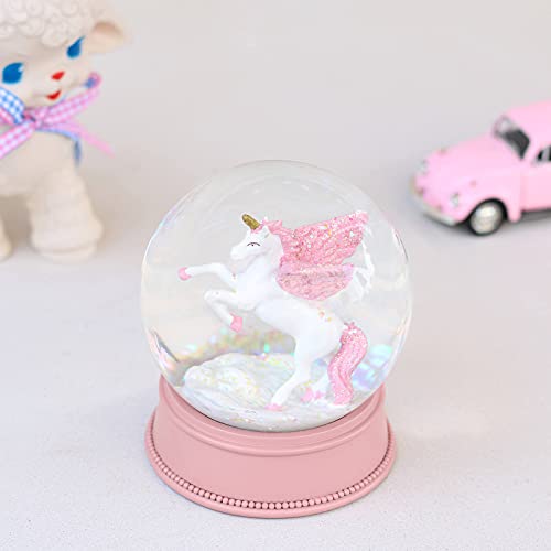 COVEGE Unicorn Snow Globes for Girls, 100MM Pink Glitter Glass Snowglobe, Christmas Birthday Gifts for Friends, Wife(Pink) - Image 4