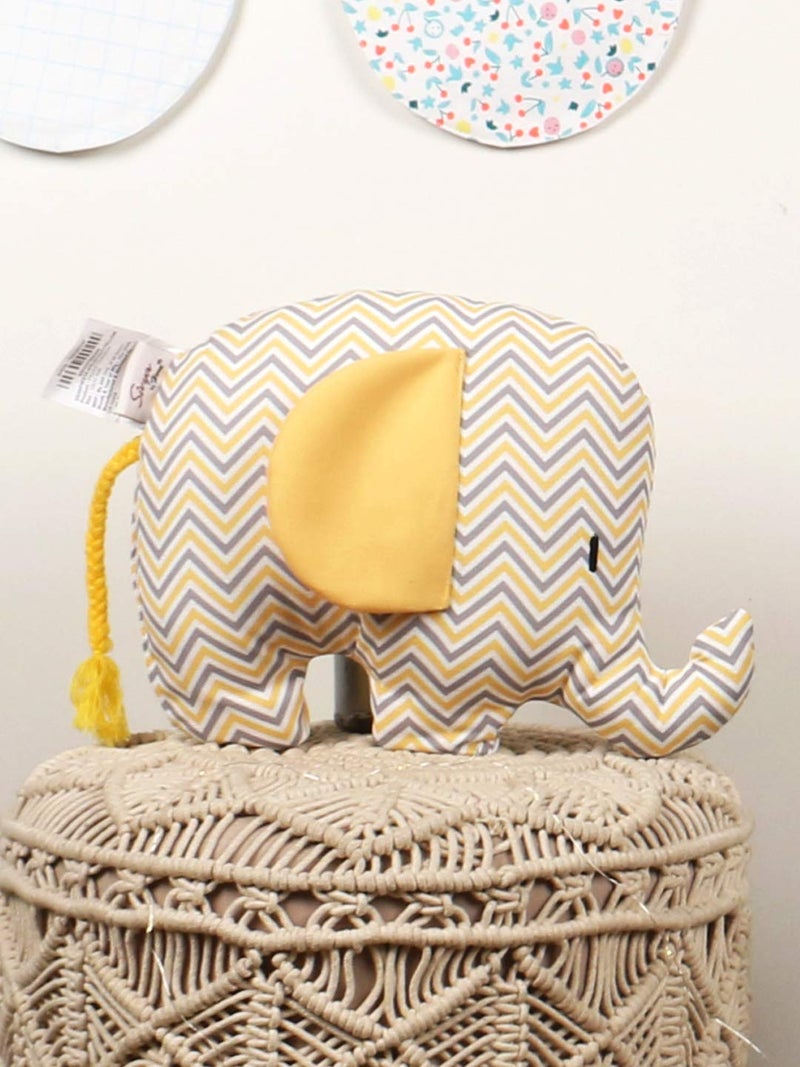 Sivya Polyester By Home Micro Filled Shape Cute Cushion For Kids (Elephant), Off-White - Image 1