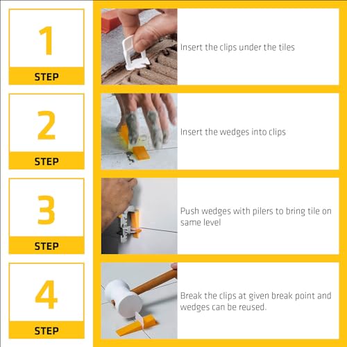 SIKA – Tile levellers – SikaTile Leveller Wedges – Ensures Proper Levelling During Tile Installation – Floors and Walls – Easy to use – Yellow - Image 4