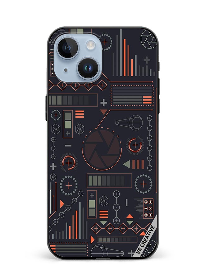 VR CREATIVE Protective Case Cover For Apple iPhone 15 Circuit Design Multicolour - Image 1