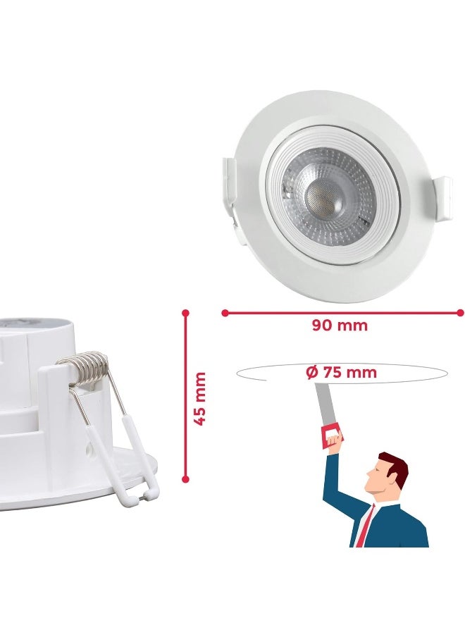 melfi Melfi Adjustable Round Led Downlight 7W 240Vac -White Ceiling Spotlight Ip40 Rated | For Indoor Home And Office Use (6500K-Day Light-)  - Image 3