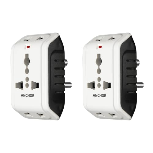 ANCHOR 6A 3 Pin Multi Plug Socket Travel Adapter with Universal Socket, 3 Pin Multi Plug Extension Socket (White - PK2) - Image 1
