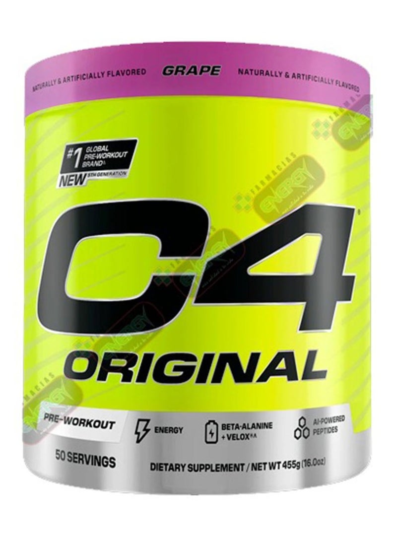 C4 Original Pre-Workout Supplement, Grape, 50 Servings, Super Creatine, Beta-Alanine & Caffeine for Energy, Focus & Endurance, Sugar-Free