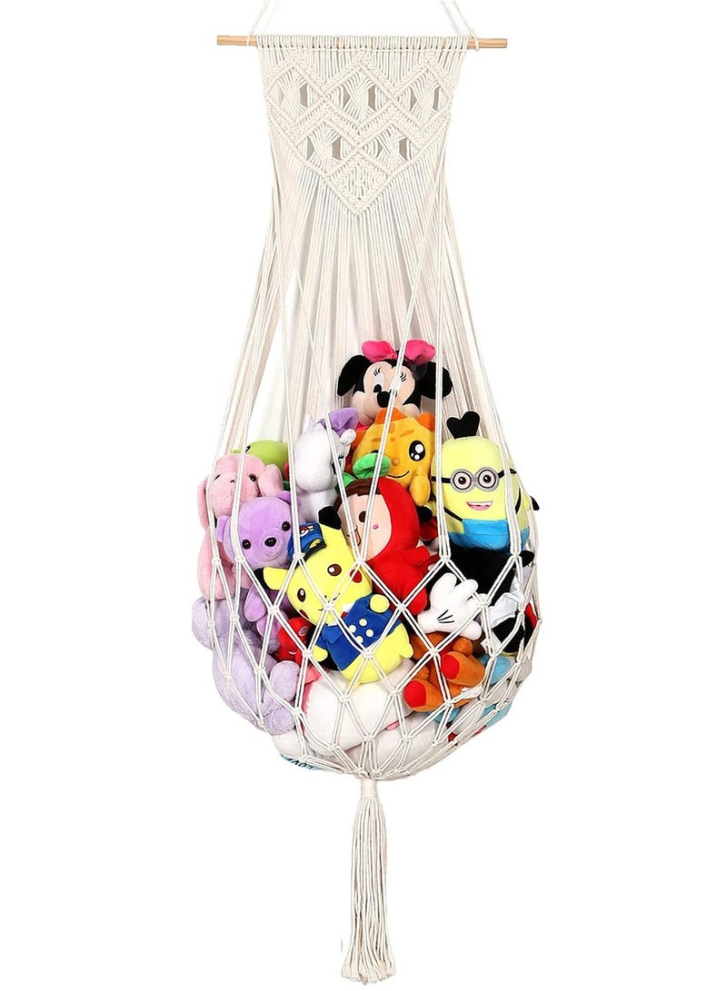 SYOSI Boho Stuffed Animal Toy Hammock, Premium Plush Toy Hanging Organizer Net, Jumbo Toy Storage Net, Large Corner Plush Toys Net Holder, Hanging Stuff Animals Organizer Storage for Kids Nursery Bedroom  - Image 1