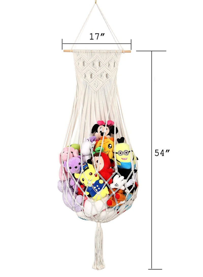 SYOSI Boho Stuffed Animal Toy Hammock, Premium Plush Toy Hanging Organizer Net, Jumbo Toy Storage Net, Large Corner Plush Toys Net Holder, Hanging Stuff Animals Organizer Storage for Kids Nursery Bedroom  - Image 3