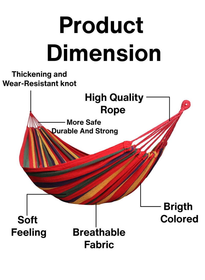 Toshionics Portable Camping Hammock Cotton Striped Foldable Upgraded Thickened Ultralight Durable Canvas Fabric Single Hammocks with Backpack for Travel Beach Backyard Garden Hanging Bed for Outdoor  - Image 2