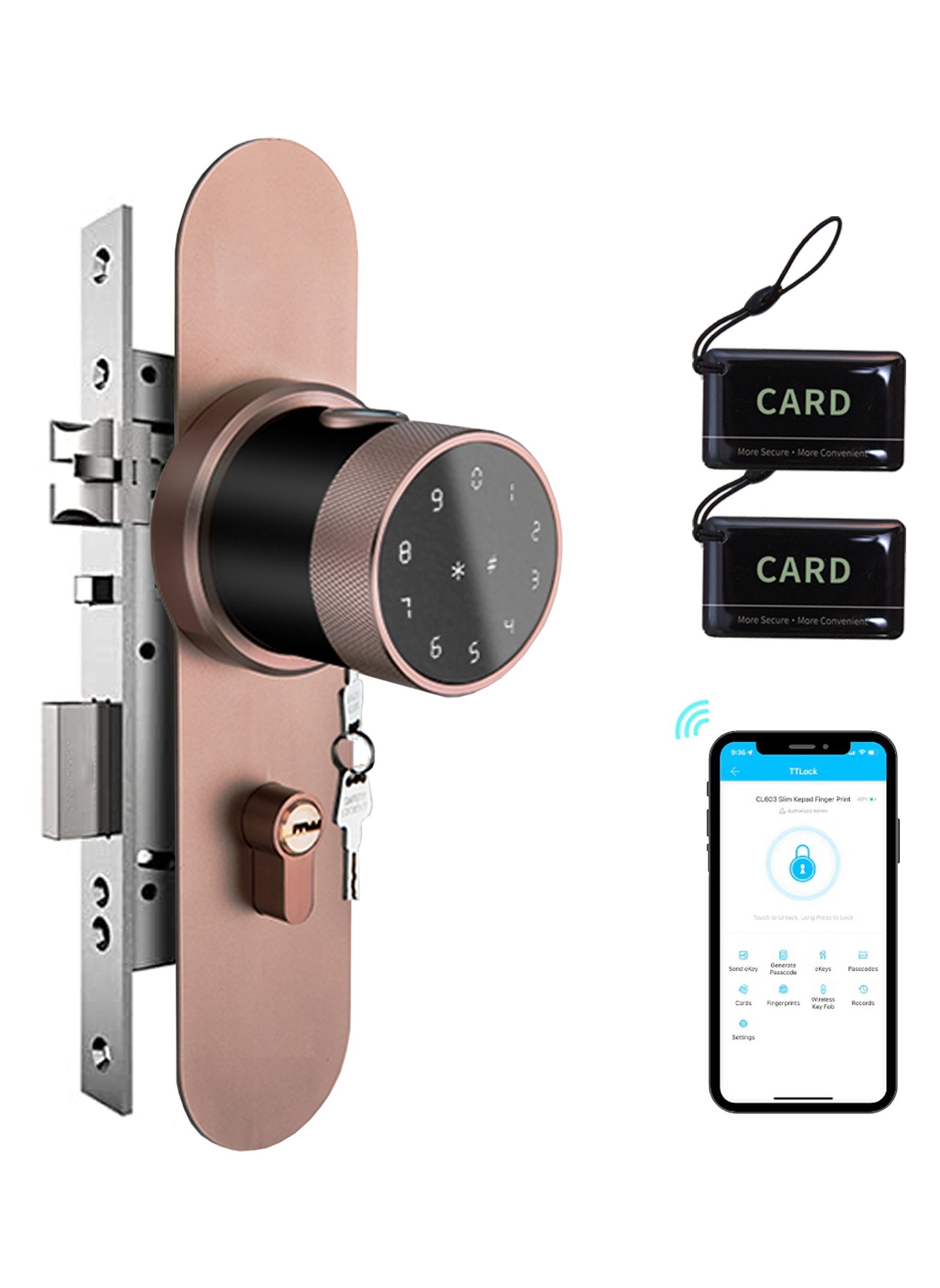 TISMpro, Smart Door Lock, Fingerprint Smart Door Lock, TTLock App, WiFi App Smart Lock Keyless Entry Smart Lock with Fingerprint Entry, Keypad Deadbolt Lock,LVD-06, Brown 