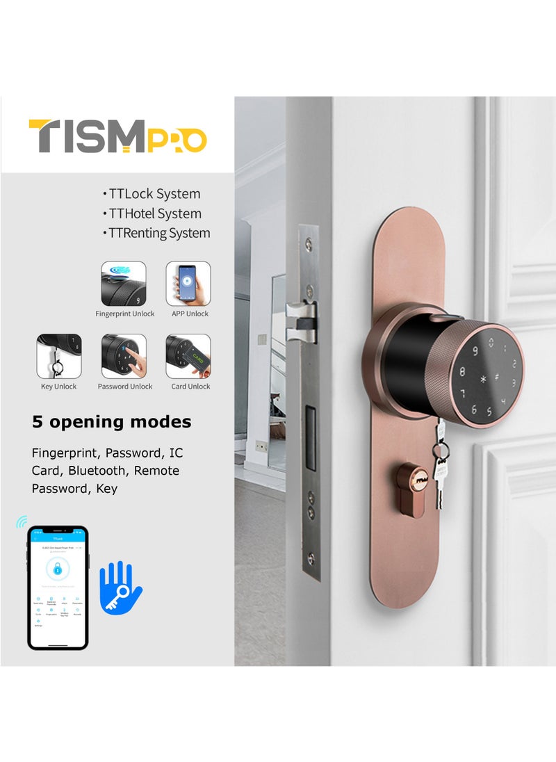 TISMpro - TISMpro, Smart Door Lock, Fingerprint Smart Door Lock, TTLock App, WiFi App Smart Lock Keyless Entry Smart Lock with Fingerprint Entry, Keypad Deadbolt Lock,LVD-06, Brown - Image 1