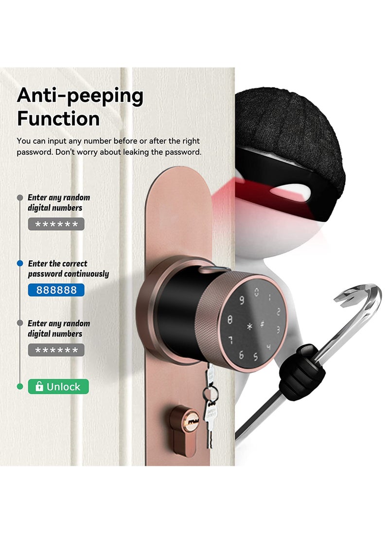 TISMpro - TISMpro, Smart Door Lock, Fingerprint Smart Door Lock, TTLock App, WiFi App Smart Lock Keyless Entry Smart Lock with Fingerprint Entry, Keypad Deadbolt Lock,LVD-06, Brown - Image 1