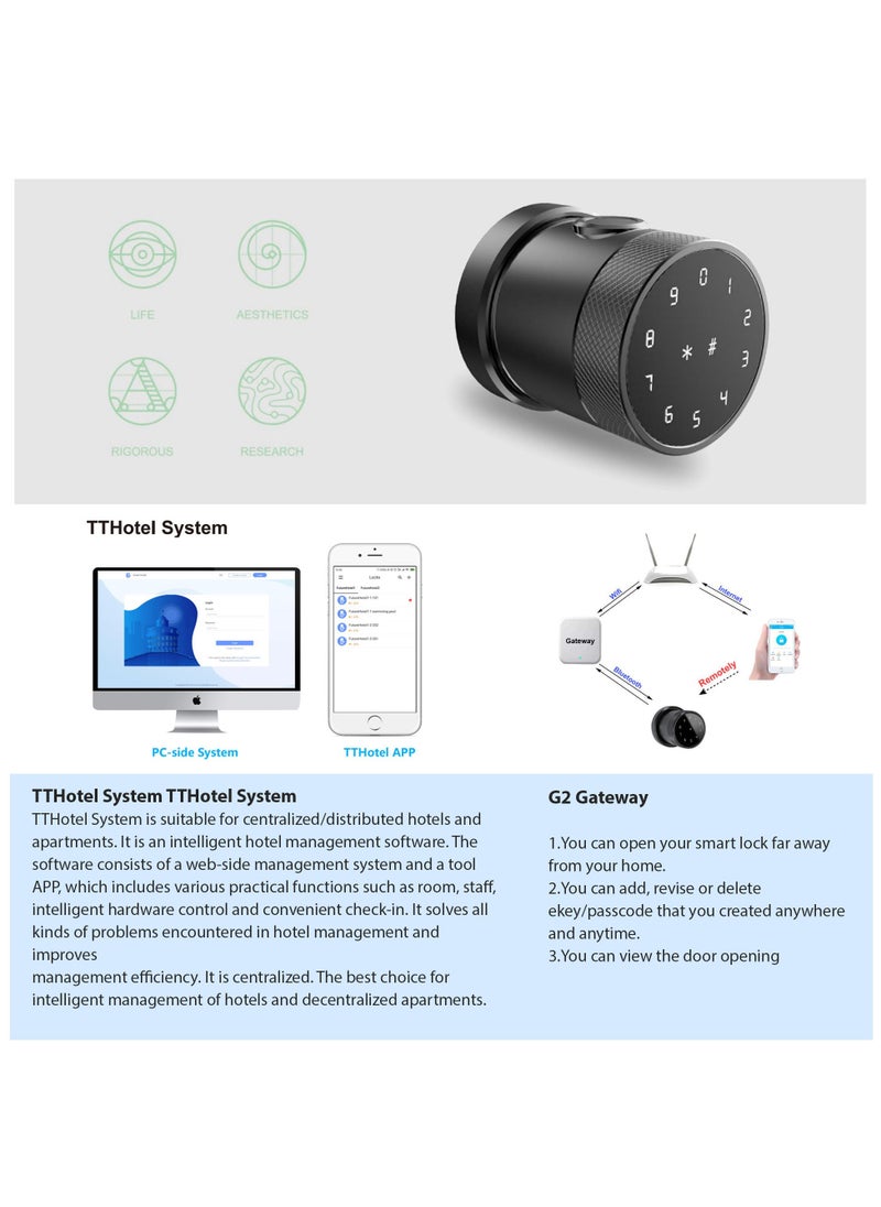 TISMpro - TISMpro, Smart Door Lock, Fingerprint Smart Door Lock, TTLock App, WiFi App Smart Lock Keyless Entry Smart Lock with Fingerprint Entry, Keypad Deadbolt Lock,LVD-06, Brown - Image 1