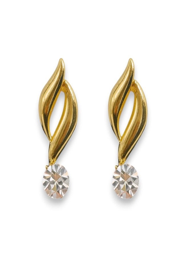 ACCESSHER Women's & Girls Gold-Tone Swirl Crystal Stud Earrings Elegant Western Stud Jewellery with Sparkling Stone, Stylish Earrings for Birthday & Anniversary Gift - Image 1
