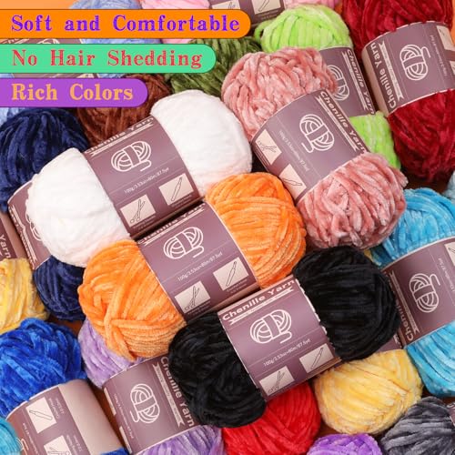LUNARM Chenille Yarn for Crocheting Knitting, 3 Skein 263 Yard Thick Soft Chunky Fluffy Weaving Plush Yarn for Blankets Clothes Pattern Creations with Big Eye Needles (Peach Pink) - Image 4