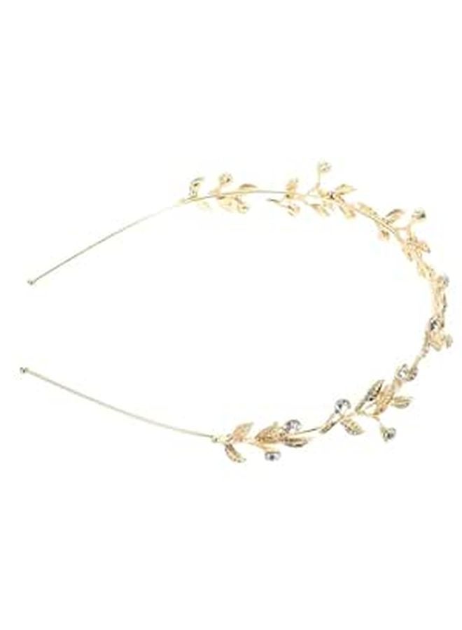 Rhinestone Leaf Wedding Tiara Headband For Women Bridal Crown Hair Accessories - Image 1