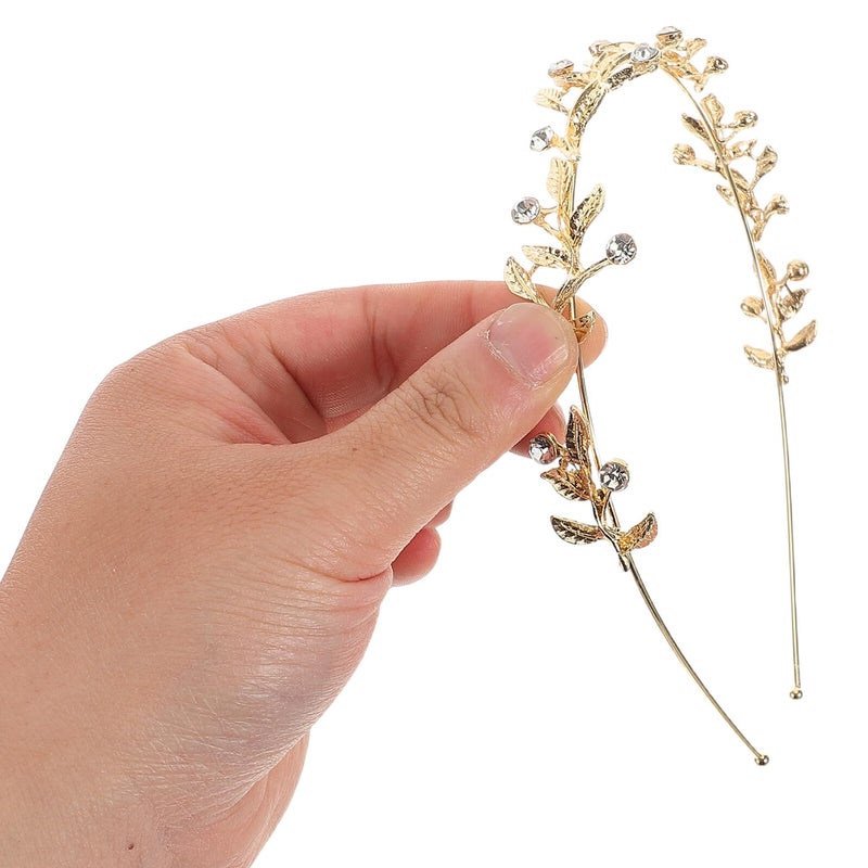 Rhinestone Leaf Wedding Tiara Headband For Women Bridal Crown Hair Accessories - Image 5