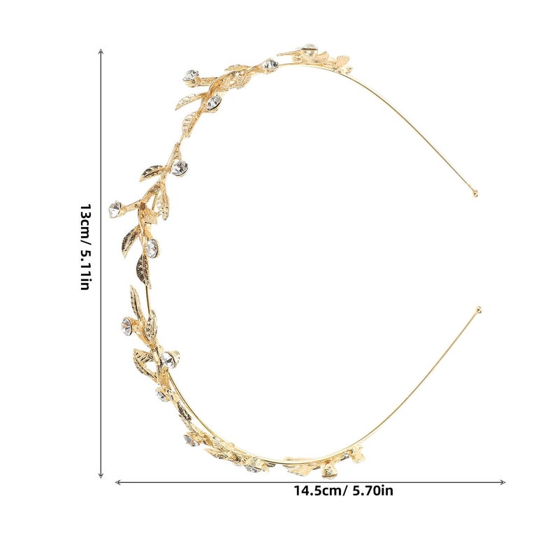 Rhinestone Leaf Wedding Tiara Headband For Women Bridal Crown Hair Accessories - Image 3
