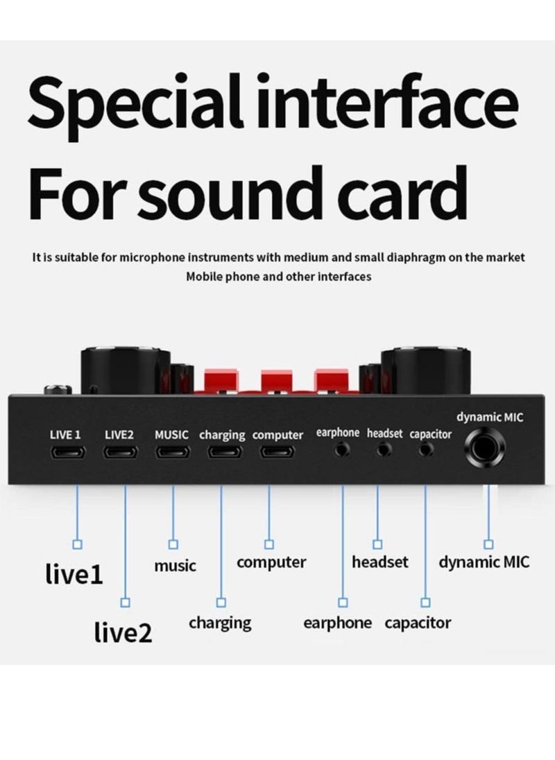 ELTRAZONE V8S Live Sound Card Bluetooth Sound Mixer Board 3.5mm Audio Interface Live Sound Card with 16 Sound Effects 6 Connecting Methods Dual DSP Noise Reduction Chip For Live Streaming Recording Game PC - Image 2