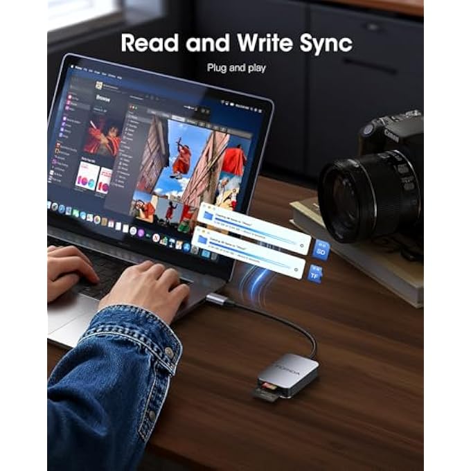 FORIDA USB C SD CARD READER, USB 3.0 HIGH SPEED DUAL CARD ADAPTER FOR IPHONE 15 16/IPAD/MACBOOK/MAC, MEMORY CARD READER SUPPORTS SD AND TF CARD 2 CARDS WORK SIMULTANEOUSLY, PORTABLE SD CARD ADAPTER - Image 3