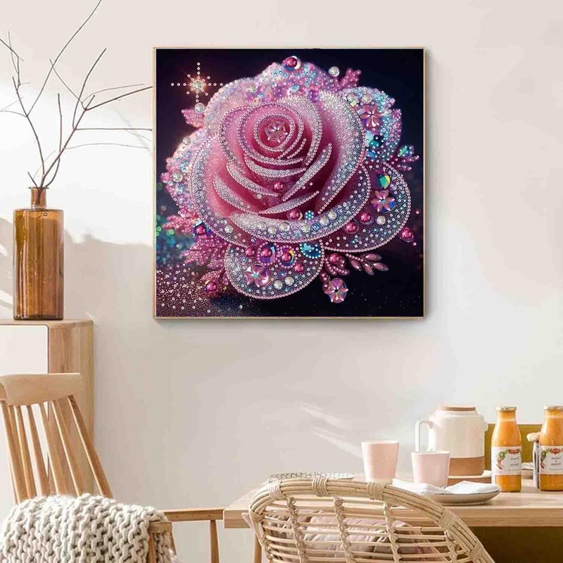DYAIANGMU Rose Special Shape Diamond Painting Kits for Beginner,Crystal Rhinestones Diamond Dots Diamond Art Accessories DIY Diamond Art Kits for Adults for Beginner for Home Wall Decor 11.8 X 11.8inch - Image 4