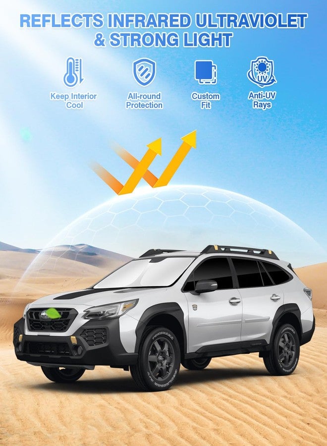 Canvcle أغطية واقية من الشمس من Canvcle لسيارات سوبارو أوت باك موديلات 2020-2025، تشمل: غطاء واقي للزجاج الأمامي، غطاء واقي للزجاج الجانبي والخلفي، واقي من الشمس، حماية للخصوصية، يحافظ على برودة السيارة، لون أسود، 7 قطع - Image 2