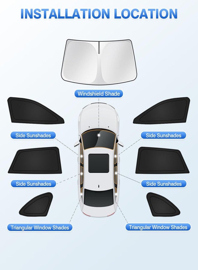 Canvcle أغطية واقية من الشمس من Canvcle لسيارات سوبارو أوت باك موديلات 2020-2025، تشمل: غطاء واقي للزجاج الأمامي، غطاء واقي للزجاج الجانبي والخلفي، واقي من الشمس، حماية للخصوصية، يحافظ على برودة السيارة، لون أسود، 7 قطع - Image 5