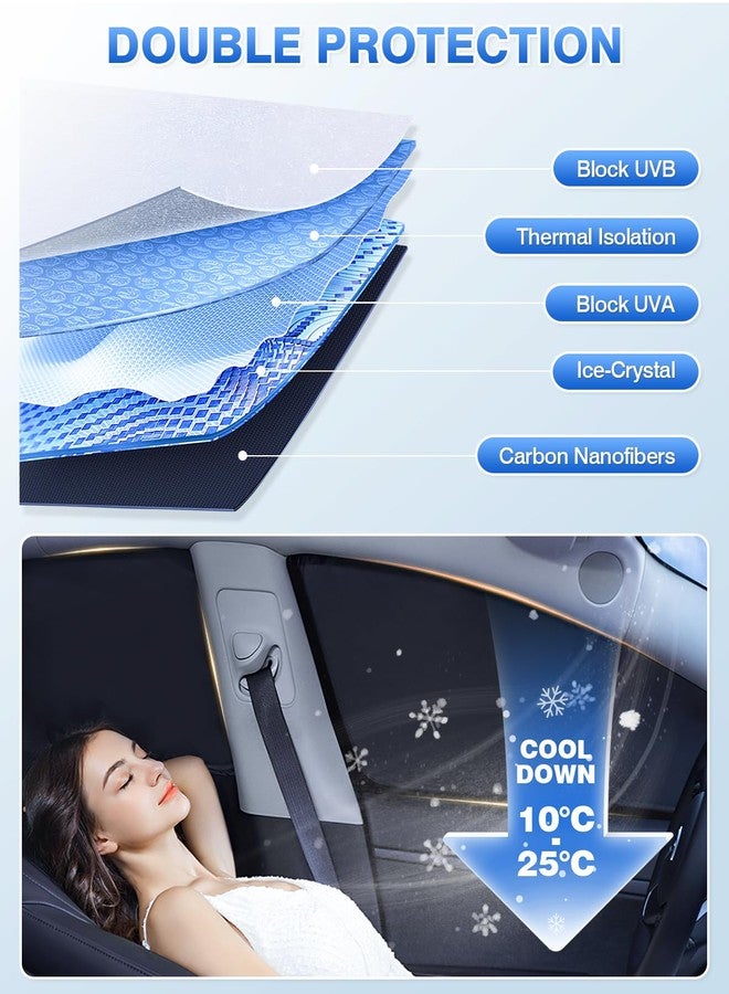Canvcle أغطية واقية من الشمس من Canvcle لسيارات سوبارو أوت باك موديلات 2020-2025، تشمل: غطاء واقي للزجاج الأمامي، غطاء واقي للزجاج الجانبي والخلفي، واقي من الشمس، حماية للخصوصية، يحافظ على برودة السيارة، لون أسود، 7 قطع - Image 4